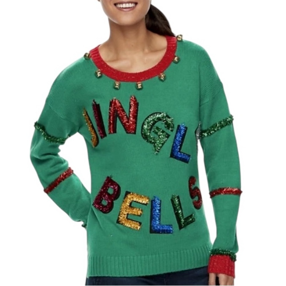 United States Sweaters Green Jingle Bells Ugly Christmas Sweater Medium
